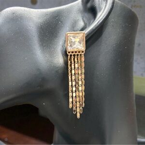Elegant Gold & Silver / Clear Dangle Earrings. NWT. Lightweight